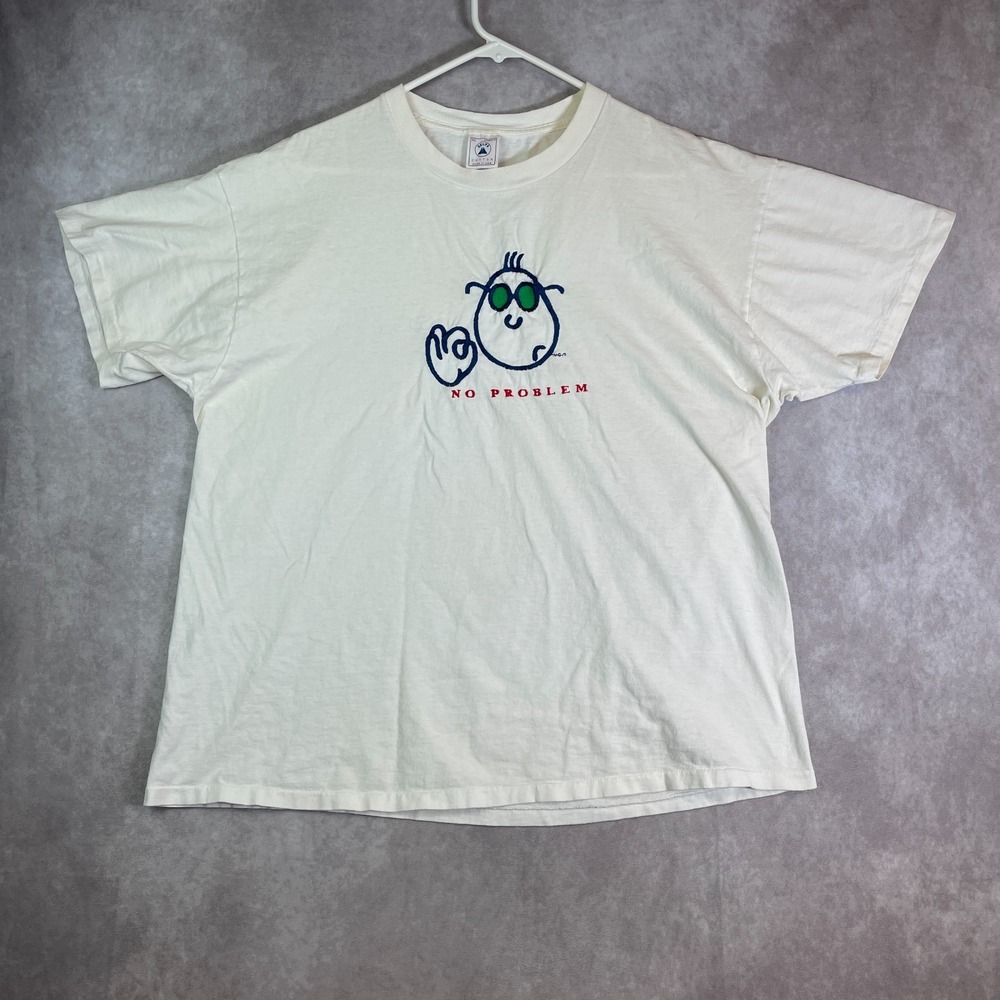 VINTAGE No Problem Shirt Adult XL White Cartoon Tee 90s Single Stitch USA 90s